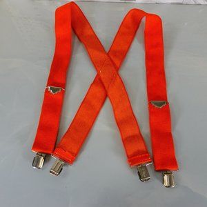 PELICAN Suspender Mens Orange Silver Clip‎ On Adjustable Stretch Solid X Back